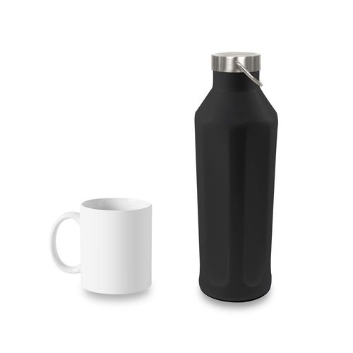 Luscious Double Wall Stainless Steel Vacuum Sports Bottle - Black - 600 ml