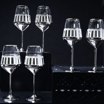 Allegra 6-Piece Premium Wine Glass Set Silver 350 ml