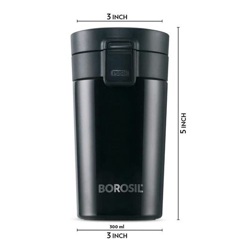 Borosil Vacuum Coffeemate Mug Black 300ml 