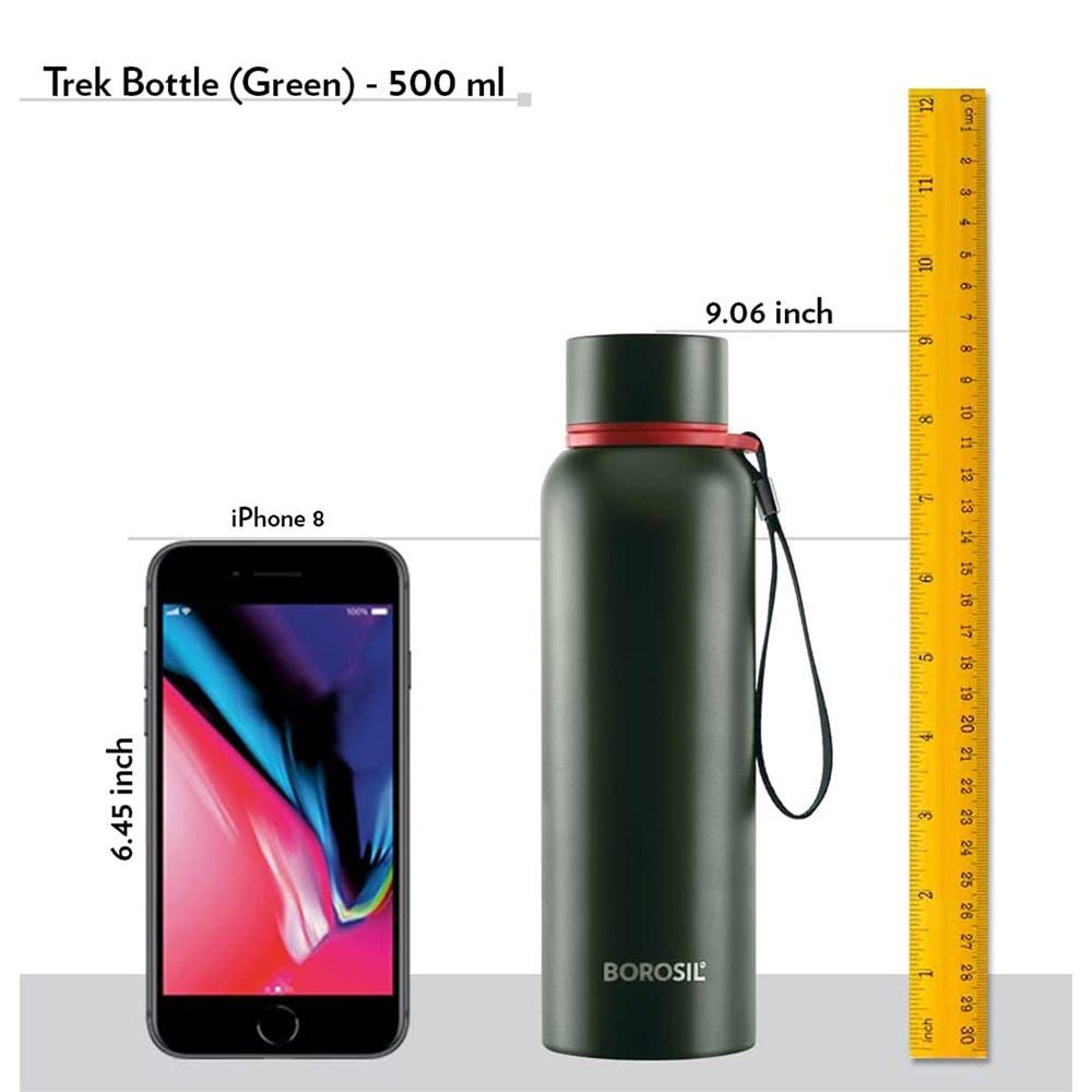 Buy Borosil Vacuum Trek Bottle Green 500ml Online Danube Home UAE