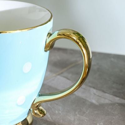 Danube Premium New Bone China Dotted Mug Teal 440Ml