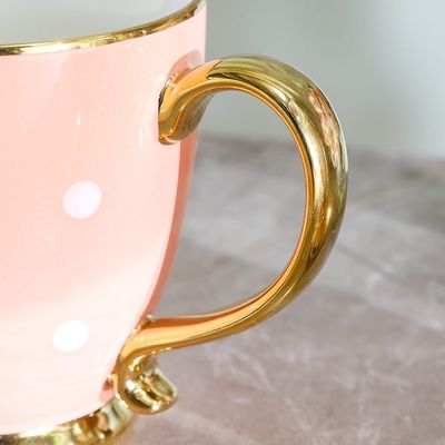 Danube Premium New Bone China Dotted Mug Peach 440Ml