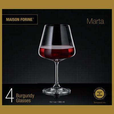 Maison Forine 4-Piece Burgundy Wine Crystal Glass Set -565 Ml 