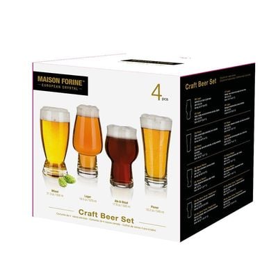 Maison Forine 4-Piece Beer Crystal Glass Set -630,580,520,540 Ml 