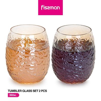 Fissman 2-Piece Tumbler Glass Set 360ml (Solid Glass)