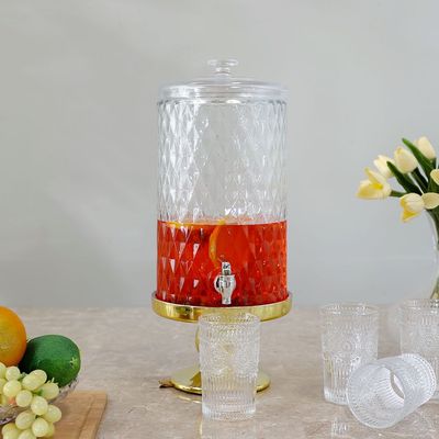 Aresha Beverage Dispenser With Shiny Coated Glass Pedestal Base 8L