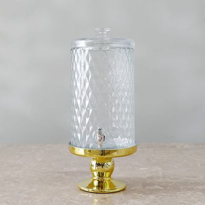 Aresha Beverage Dispenser With Shiny Coated Glass Pedestal Base 8L