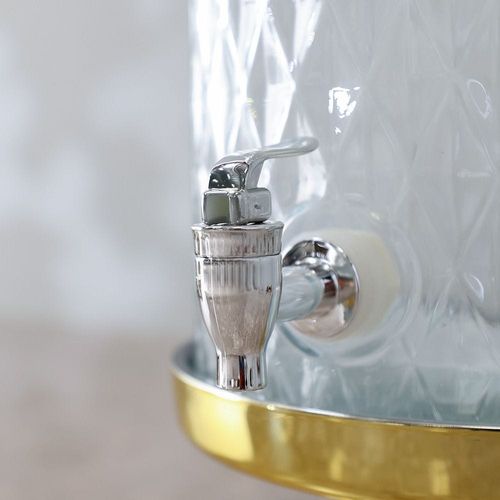 Aresha Beverage Dispenser With Shiny Coated Glass Pedestal Base 8L