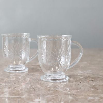 Mysteva 2-Piece Glass Coffee Mugs Set ,450Ml