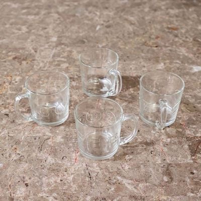 Mysteva 4-Piece Glass Coffee Mugs Set ,340Ml