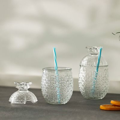 Mysteva 2 -Piece Pineapple Cups Set With Straw,550Ml