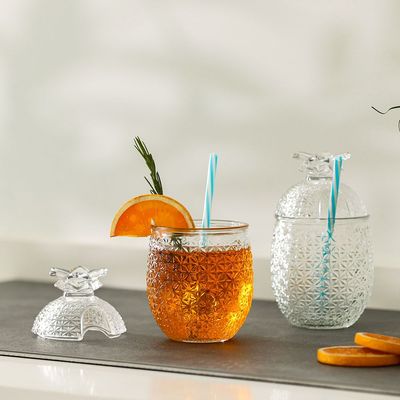 Mysteva 2 -Piece Pineapple Cups Set With Straw,550Ml