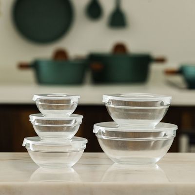 Danube Essential 5-Pc Glass Mixing Bowls with Lid