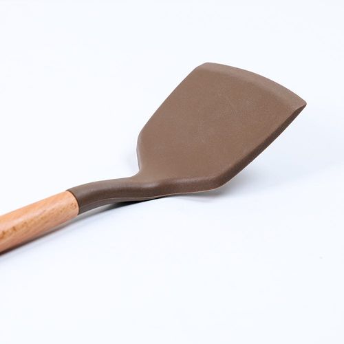 Chefs-Tool Solid Turner W/ Wooden Handle Choc Brown - KW-2169