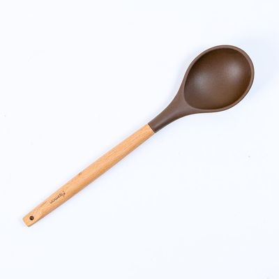 Chefs-Tool Solid Ladle W/ Wooden Handle Choc Brown - KW-2171