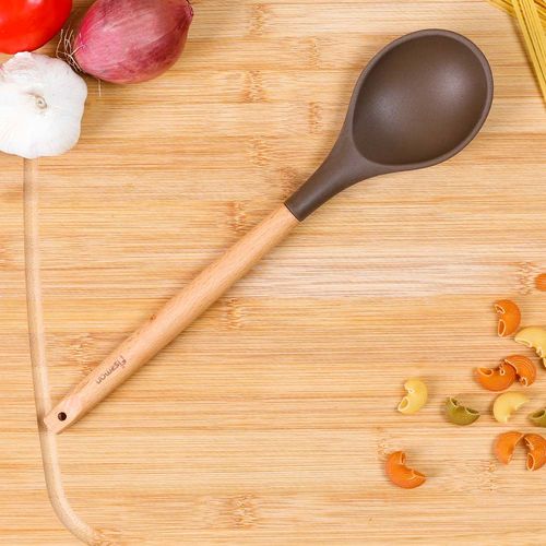 Chefs-Tool Solid Ladle W/ Wooden Handle Choc Brown - KW-2171
