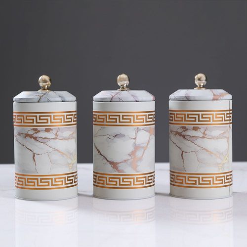 White Oak Round Tin Box With Handle In Lid 3 Pcs Set - MAX5-118-009D