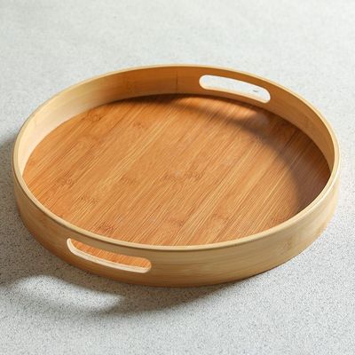 Loretta Bamboo Round Serving Tray Beige 38X38X5CM