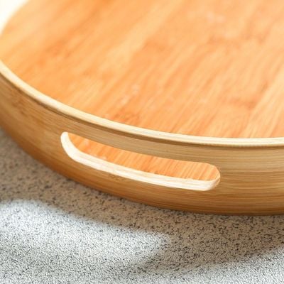 Loretta Bamboo Round Serving Tray Beige 38X38X5CM