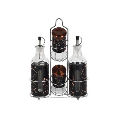 Adrian Set of 4 Condiment Jar Black OV:2x400ml SP:2x150ml