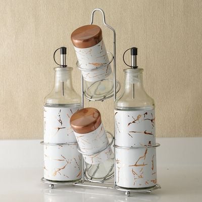 Adrian Set of 4 Condiment Jar - White/Copper - OV: 2x400 ml, SP: 2x150 ml