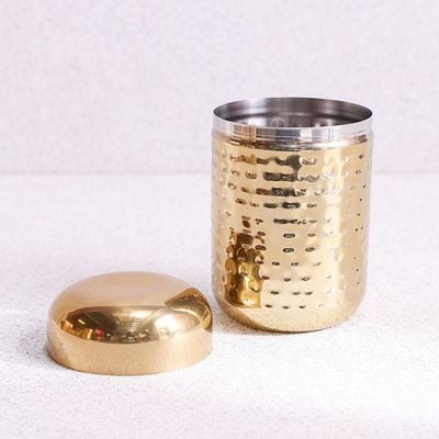 Celina 3Pc Hammered Cannister Set H13Cm 750Ml Gold