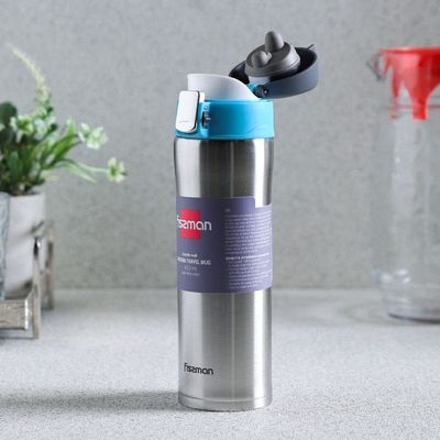 Fissman Double Wall Vacuum Water Bottle Blue/Silver/Black 420ml