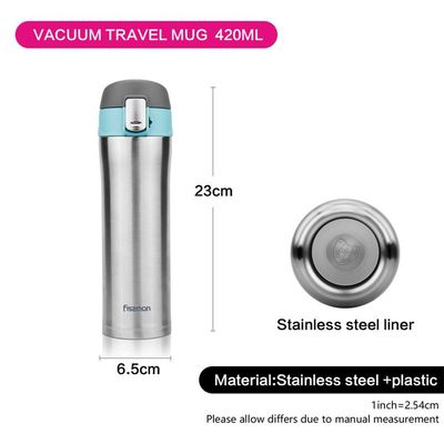 Fissman Double Wall Vacuum Water Bottle Blue/Silver/Black 420ml