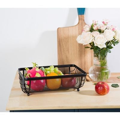 Atticus Iron Fruit Basket Black 30 X 18 X 10 Cm