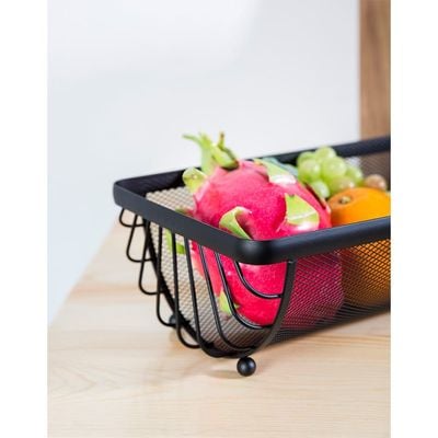 Atticus Iron Fruit Basket Black 30 X 18 X 10 Cm