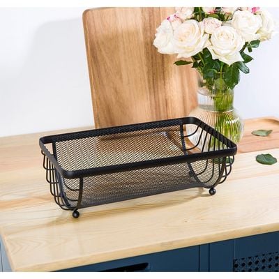 Atticus Iron Fruit Basket Black 30 X 18 X 10 Cm