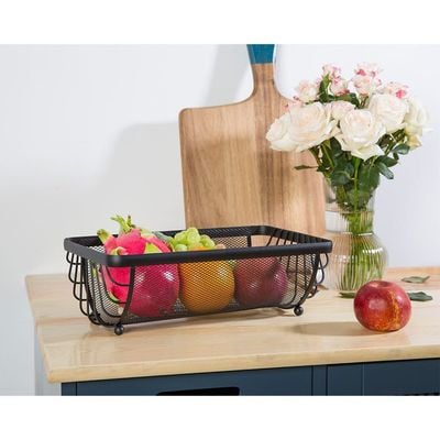 Atticus Iron Fruit Basket Black 30 X 18 X 10 Cm