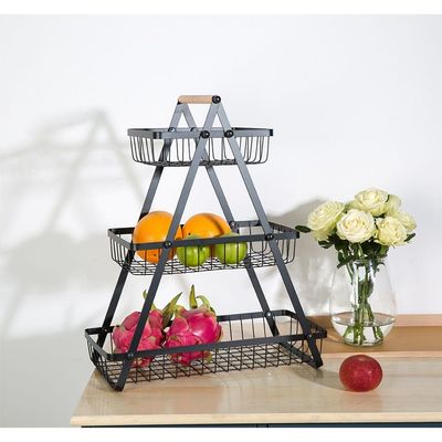 Atticus 3-Tier Iron Fruit Storage Cart Black 40.5 X 20 X 48 Cm