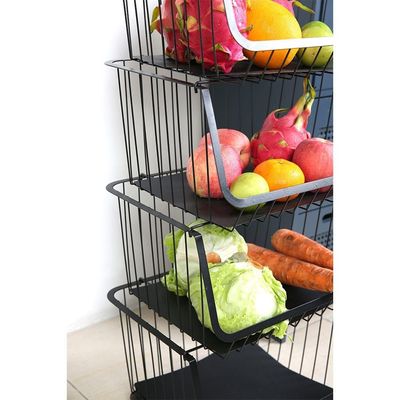 Atticus 4 Tier Iron Storage Cart With Wheelsblack 35 X 31 X 84 Cm