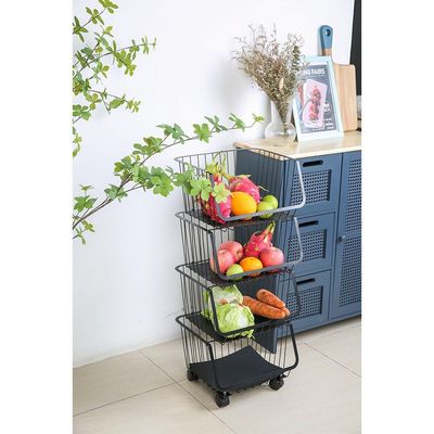 Atticus 4 Tier Iron Storage Cart With Wheelsblack 35 X 31 X 84 Cm