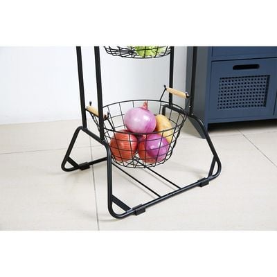 Atticus 4-Tier Iron Storage Rack With Basket Black 44 X 32.5 X 137 Cm