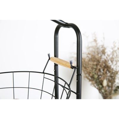 Atticus 4-Tier Iron Storage Rack With Basket Black 44 X 32.5 X 137 Cm