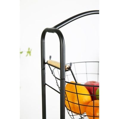 Atticus 4-Tier Iron Storage Rack With Basket Black 44 X 32.5 X 137 Cm