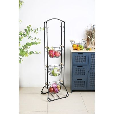 Atticus 4-Tier Iron Storage Rack With Basket Black 44 X 32.5 X 137 Cm