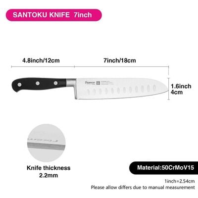 Fissman Kitakami Santoku Stainless Steel Knife Silver - 7 Inch