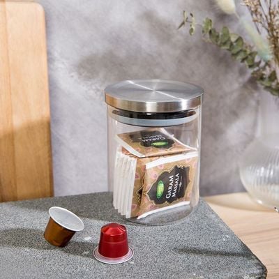 Abaco Glass Storage Jar With Stainless Steel Lid Clear 800 Ml