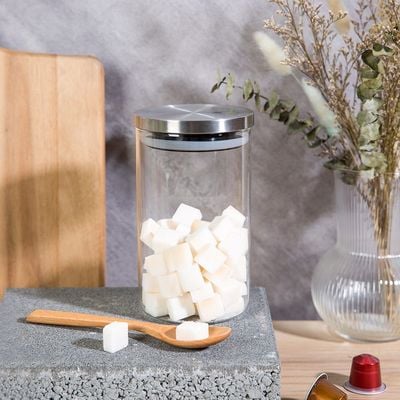 Abaco Glass Storage Jar With Stainless Steel Lid Clear 1200 Ml