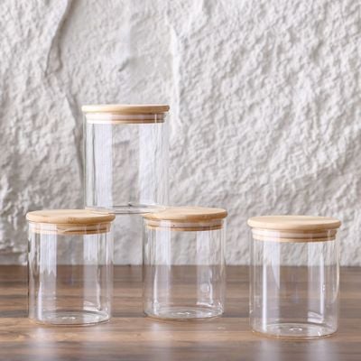 Pismo 4-Pc Glass Storage Jar with Bamboo Lid - Clear - 750 Ml