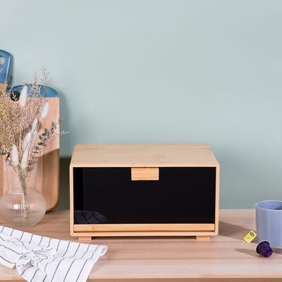 Aaron Bamboo Bread Bin With Acrylic Door Natural