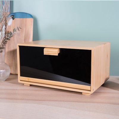 Aaron Bamboo Bread Bin With Acrylic Door Natural