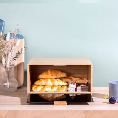 Aaron Bamboo Bread Bin With Acrylic Door Natural