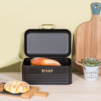 Zyra Metal Bread Box Black,Gold