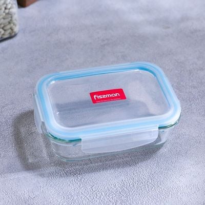 Fissman Rectangle Glass Food Container With PP Lid 640Ml