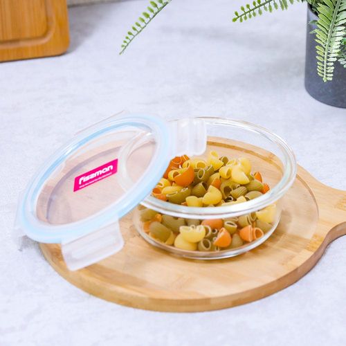 Fissman Round Glass Food Container With PP Lid 650Ml