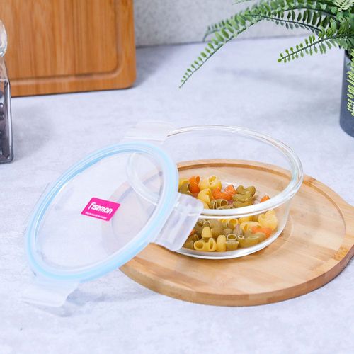 Fissman Round Glass Food Container With PP Lid 950Ml
